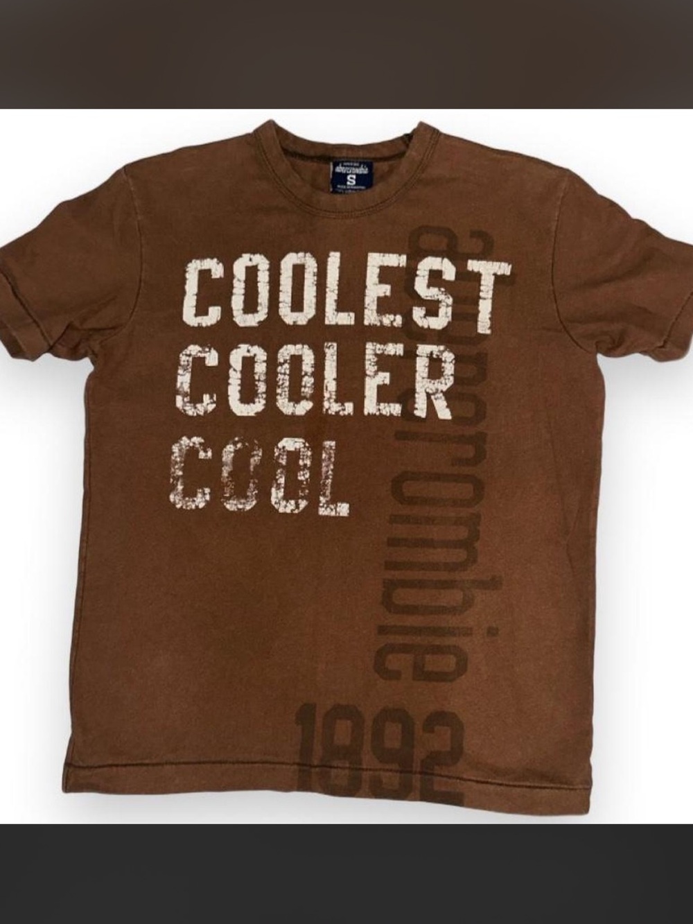 Abercrombie & Fitch Brown Graphic 'Coolest Cooler Cool' Short Sleeve Tee